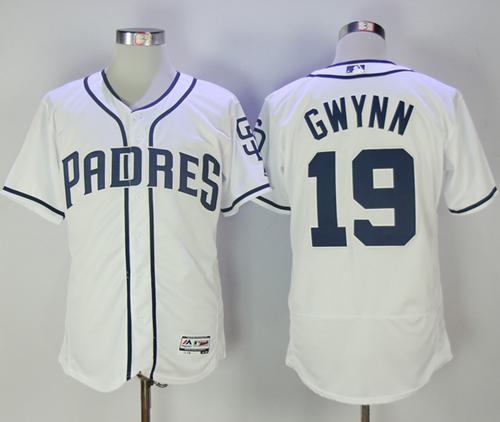 Padres #19 Tony Gwynn White Flexbase Authentic Collection Stitched MLB Jersey - Click Image to Close